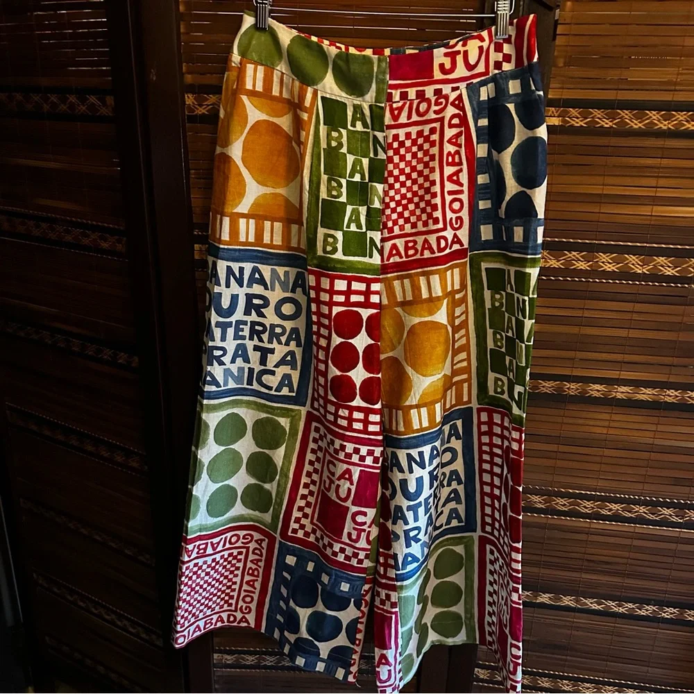FARM Rio Multicolor Patchwork Wide-Leg Pants - Green, Blue, Red, Yellow - Picture 4 of 12
